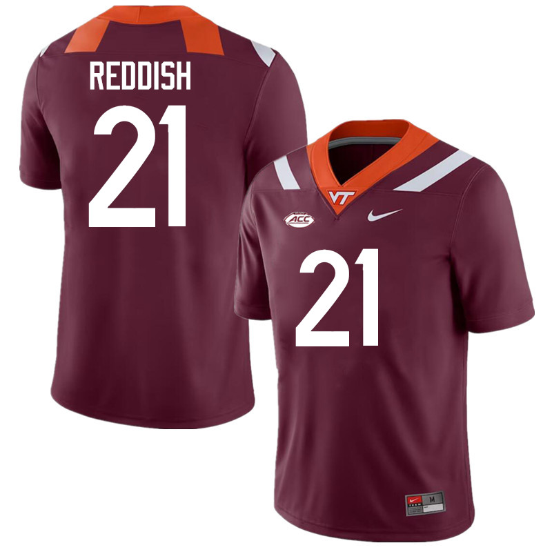 Men #21 Quentin Reddish Virginia Tech Hokies College Football Jerseys Stitched-Maroon